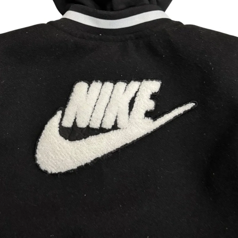 Nike Boys 4T Varsity Jacket Hoodie Black Gray Snap Front Swoosh‎